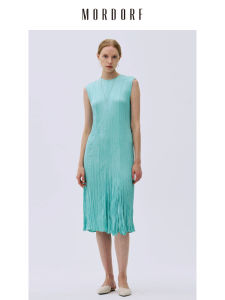 Casual Pleated Waist-drawing Womens Dress A-line Skirt Mid-waist Pleat Polyester Nylon Fibe Mixed Silm Summer New MO3291