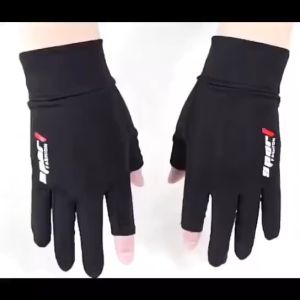 1 Pair Motorcycle Racing Gloves sarung tangan motor Breathable Ice Silk Half Finger Non-Slip Thin Anti-UV Outdoor Sports Riding Touch Screen Gloves Sarung Tangan