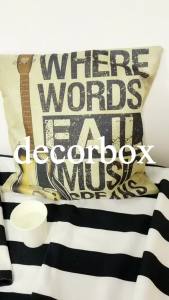 Where Words Fall Music Speaks Quote Throw Pillow Case Vintage Cushion Cover Guitar Pillowcase 16X16 Twin Sides
