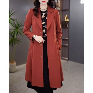 MAIMEI | High-End Womens Suit Collar Jacket Mid-Length Fashionable Coat Spring Autumn New Style Slimming Effect Mom-Friendly Waist-Cinching