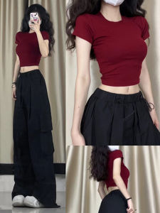 เท่ห์ หวาน สไปซี่อเมริกันเรโทร สตรีทสไตล์ พรางหุ่น สีดำ ทํางาน กางเกง ฤดูใบไม้ผลิ ฤดูร้อน เอวสูงหลวม ลำลอง ขากว้าง กางเกง