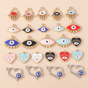 10Pcs Mix Turkish Lucky Eyes Charms Enamel Evil Eye Charms Pendants for Dangle Earrings Bracelet Necklace Keychains DIY Jewelry