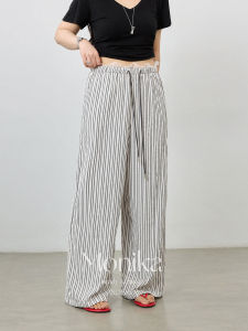 MONIKADM | Quần Dài Form Rộng Cao Thắt Lưng Có Ren Cột Nơ Đèn Đom Plus Size