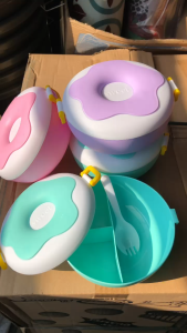 LUNCH BOX DONAT / SATU SET TEMPAT BEKAL ANAK DENGAN FREE SENDOK/GARPU MULTIFUNGSI