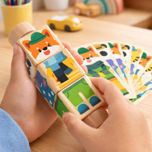 Wooden Handheld Rotating Block Game Shape Matching Puzzle Toy Montessori Fine Motor Training Educational Toys