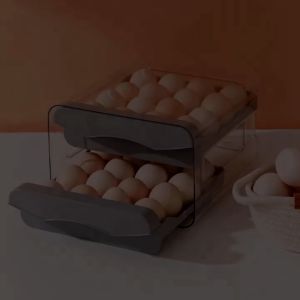 Tempat Telur 2 Tingkat: Rak Telur 2 Susun & Kotak Penyimpanan