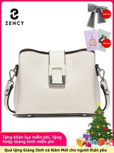 Túi Đeo Vai Nữ Bằng Da Thật Của Zency Túi Đeo Vai Màu Trắng Kiểu Dáng Đơn Giản Túi Xách Đeo Chéo Có Khóa Kéo & Khóa Cài