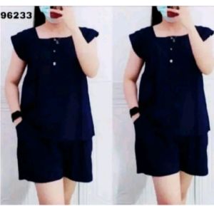 0Setelan Katun Poly Halus LD 110 Celana Hotpants Polos