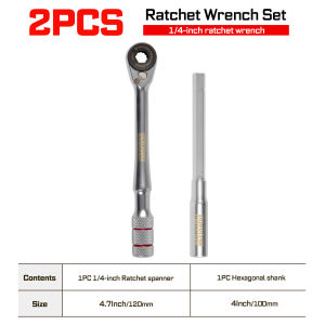Geinxurn 1/4-inch Ratchet Wrench Set Multi-Angle Design Portable Hand Repair Tool Kit for Confined Spaces & Daily Repairs