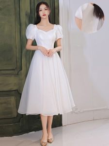 Stunning White Evening Gown Womens High-End plus Size Host Year End Adult Ceremony Art Exam Gown Skirt Luxury Floor-Length