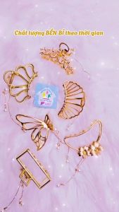 Gắp tóc hợp kim vàng có rua ngọc trai sang chảnh phụ kiện tóc bé gái cao cấp - thương hiệu Vợ Chồng Tôi