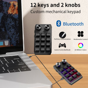Bluetooth Keyboard Programming Macro Custom Keyboard 12 Key 2 Knob RGB Copy Paste Mini Button Gaming Mechanical Hotswap Macropad