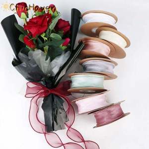 ChicHaven ริบบิ้นผ้าชีฟองโปร่งบางสำหรับห่อของขวัญตกแต่งช่อดอกไม้งานแต่งอุปกรณ์ตัดเย็บ10หลา ม้วน