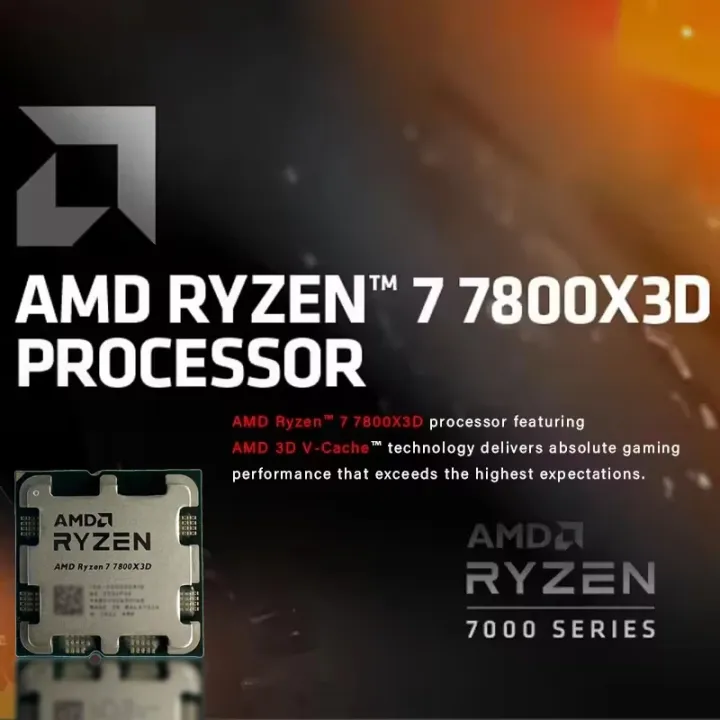 AMD | AMD CPU Ryzen 7 7800X3D New R7 7800X3D 5.0 GHz 8-Core 16-Thread 5NM 96M 100-100000910 Socket AM5 Tray Without cooler