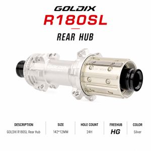 GOLDIX | GOLDIX R180SL Ultra Light Road Bicycle Hub 24H 250g 36T Ratchet HG/XDR Center Lock Disc Brake 10-13 Speed Steel Spoke Compatible