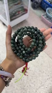 ประคำหยกเจไดต์ ขนาด 10มิล โทนเขียวเข้ม เสริมสร้างสมาธิ