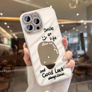 Makeup Mirror for Apple 14promax Phone Case Iphone15 Female 16 New Arrival 13pro Fancy 11 All-Inclusive plus Cover Drop-Resistant 12pm Niche Style Mirror Super Hot Por Smile 2024