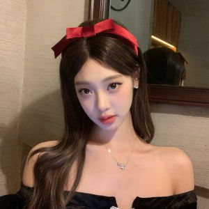 เครื่องประดับผมสไตล์ฝรั่งเศส รุ่นใหม่ปี 2025 สำหรับผู้หญิง หัวเข็มขัดผูกโบว์สีแดง ทรงเจ้าหญิง ที่คาดผมสูง เครื่องประดับผมแบบใหม่