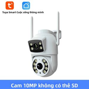 Camera Không Dây Xoay Nghiêng Tuya HD 10MP Camera Kép Màn Hình Kép Theo Dõi AI Giám Sát Âm Thanh Video Trong Nhà/ngoài Trời Camera IP WiFi