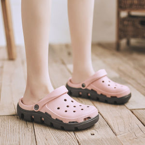 Hole Shoes Womens Shoes Non-Slip Deodorant Mid Heel Platform Slippers Breathable Height Increasing Non-Slip Summer Beach Shoes Womens Sandals