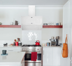Máy hút mùi kính vát Kaff KF LUX AT70FH WH inox sơn tĩnh điện kính cường lực công suất 1000 m³h