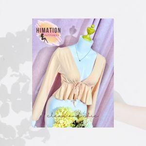 LONGSLEEVES V-NECK FRONT TIE SUMMER BLOUSE (MARIE)