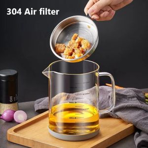 Glass Oil Filter Large Capacity Oil Jug Oil Bottle With Lid Oil Cooking Oil Filter Jug 1000/1500ML