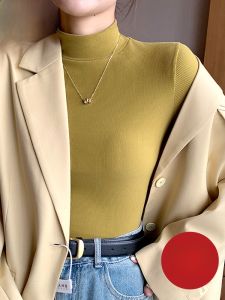 Miiow | Cat Woman French Threaded Half High Collar Long Sleeve Womens Base Shirt Inner Wear 2025 New Style Autumn Winter Fashionable Mid-Neck Top