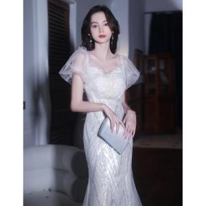 Váy Dạ Hội Kiểu Pháp Ngôi Sao Glary Váy Dài Cổ Tích Đuôi Cá Đính Kim Sa Cá Tính Dự Tiệc Cho Nữ Váy Dạ Tiệc Cao Cấp