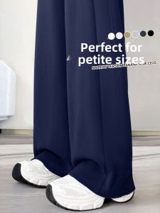 YAYANGREN | Navy Petite Fit Wide-Leg Trousers for Spring and Autumn