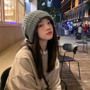 Mũ Len Thời Trang Mùa Thu Đông Cho Nữ Kiểu Dáng Đơn Giản Ôm Vừa Vặn Ấm Áp Trang Phục Thường Ngày Không Có Viền