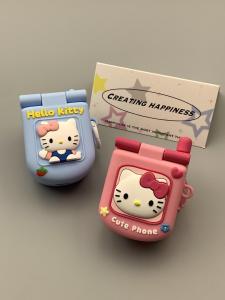 Cute Kitty Cat Flip Cover Mirror Surface Silicone Protective Case for Airpods pro 2 Female Style Soft Shell Earphone Cover