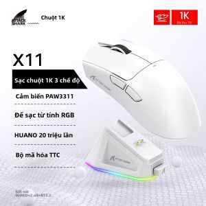 ATTACK SHARK | Chuột Chơi Game Attack Shark X11 Với Kết Nối Ba Chế Độ Và Đế Sạc Từ Tính Cảm Ứng - Chuột Quang Điện Tử Không Dây 22000 DPI