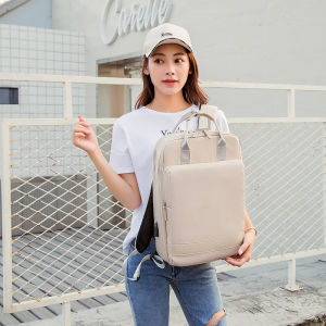 MINGKE Laptop Backpack 15.6 inch Schoolbag for Women Big size USB Vintage Shockproof Water resistant Fashion