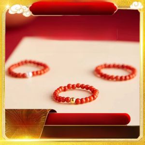 Red Beauty South Red Agate Pearl Ring Womens Ring New Chinese Style Ancient Wind Gift Womens Niche Design Fashion Jewelry