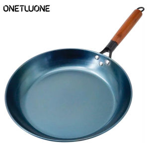 Iron Frying Pan Uncoated Iron Wok Flat Bottom Skillet Non-stick Egg Pancake Pan Steak Frying Pot Gas and Induction 27/29/31/33cm