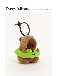 Eminute Authentic Summer Frog Swim Ring Capabala Plush Doll Bag Pendant Capybara Keychain Ornaments