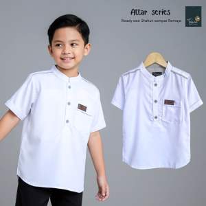 Tabina Setelan Kurta Putih Anak Laki Laki seri Attar usia 1 tahun hingga 16 tahun Remaja Max BB 50 kg