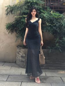 CHANGTONG | Retro Style V-Neck Floral Tea Party Strap Dress