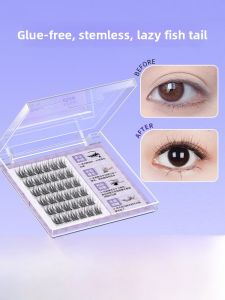 No Glue Self-Adhesive Fake Eyelashes Beginner Natural Simulation Quick Stick Reusable Eyelashes PBT Material Basic Packaging