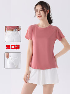 Womens Sport Running Set Summer New Short Sleeve Short Skirt Two-Piece Suit Quick Dry round Neck Yoga Clothes Fitness Outfit