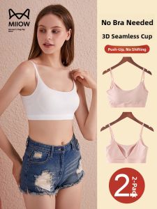 Miiow | Cat Person Womens Summer Thin Modal Tank Top With Chest Pad Backless Strapless Base Layer Camisole Sleeveless High Elasticity