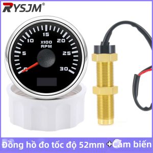 RYSJM | Đồng Hồ Đo Tốc Độ Đa Năng 52MM Với Cảm Biến M16 Đèn Nền Đỏ 3000 Vòng/phút Dùng Cho Đồng Hồ Đo Giờ Trên Tàu Biển Xe Hơi Xe Máy Và Thuyền.