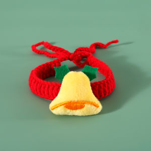 Knitting Wool Christmas Scarf Pet Cat Dog Cartoon Stuffed Bell Santa Claus Scarf Item