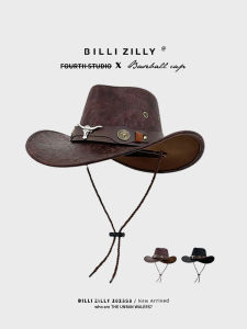BILLI ZILLY | Retro American Western Cowboy Hat Women Summer Crack Rivet Knight Hat Outdoor Travel Large Brim Sun Protection Mountain Climbing Cap