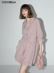 COCOBELLA Pink Loose Casual Shirt And Shorts Set FT85 Fashionable Womens Ensemble Polyester Viscose Blend Summer Wear