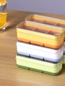 Cetakan Es Minimalis 3 Sekatan Segi Dengan Penutup Cetakan Es Batu 3 Grid / Cetakan Es Batu 3 Sekat Mudah Di Lepas / Mini Ice Cube Mold Food Grade