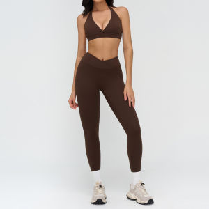 QYUED | Elastic Fitted Yoga Set with Collar and Zipper for Outdoors