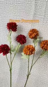 Artificial Flower Snow PomPom Bunga Pingpong 3 Cabang Bunga Palsu Bunga Plastik Buatan Dekorasi Hias Pajangan Bunga Pompom