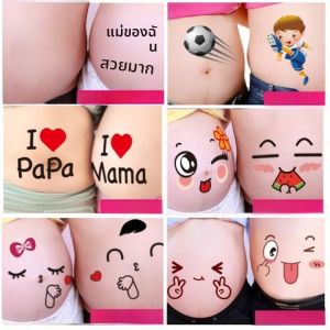 Sticker ติดหน้าท้องสำหรับคุณแม่ตั้งครรภ์สำหรับการถ่ายภาพในห้องภาพ วัสดุ PVC ทนทาน สีสันสดใส ขนาดใหญ่ เหมาะกับการถ่ายภาพแฟชั่นและที่อยู่บ้าน